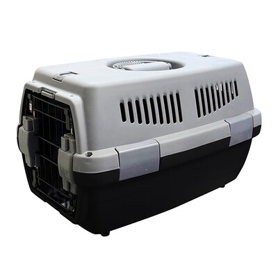 ((1)) PLASTIC TRAVEL CARRIER - GREY (ALL GREY; TOP GREY &amp; BASE GREY)​; SIZE: 19.2" x 12.8" x 11.8" (48 x 32 x 29.5 Cm)