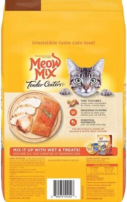 Meow Mix Tender Centers Dry Cat Food, Salmon &amp; Chicken, 3 Pound Bag