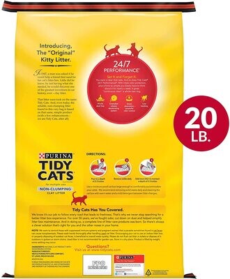 ​Purina Tidy Cats NON-Clumping Cat Litter, 24/7 Performance Multi Cat Litter - 20 lb. Bag