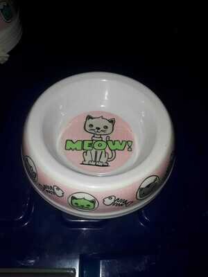 ** CAT BOWL Melamine/Plastic Cat Bowl; MEOW Print