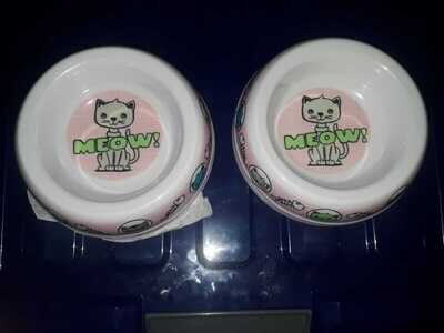 ** CAT BOWL Melamine/Plastic Cat Bowl; MEOW Print