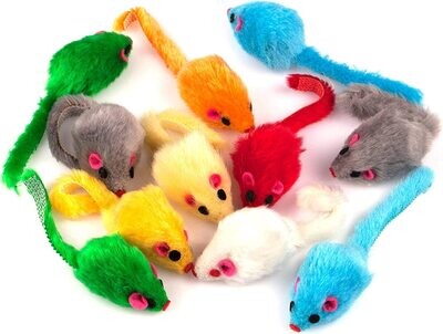 *Chiwava 4.1” Furry Cat Toy Mice Rattle Small Mouse Kitten Interactive Play Assorted Color by Chiwava