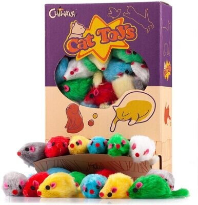 *Chiwava 4.1” Furry Cat Toy Mice Rattle Small Mouse Kitten Interactive Play Assorted Color by Chiwava