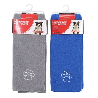 PET TOWEL MICROFIBER; LARGE; Size: 92X46CM [36.8inches x 18.4inches]; Colour: BLUE