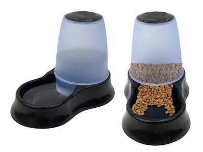 *DISPENSER - 2 IN 1 (S) SMALL DISPENSER FEEDER/WATERER - FOOD or WATER - 600 ML - BLACK; 21.5CM [SMALL] - KITTEN SIZED!!! (Great For KITTENS)