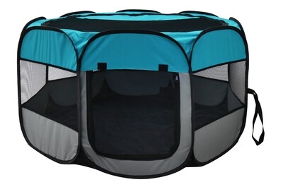 PLAY PEN W/DOOR - (29.6") ​SMALL - TEAL​; Size: 74 x 74 x 43CM [29.6inches x 29.6inches x 17.2inches] SMALL