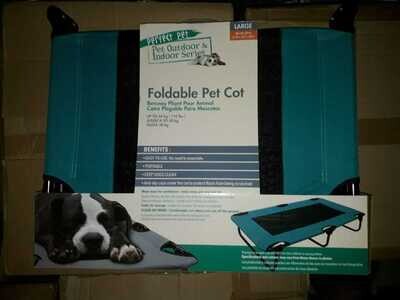((1)) PET COT LARGE ​FOLDABLE - LARGE - TEAL; SIZE: 106 x 60 x 20CM [41.75inches x 23.5inches x 7.875 inches] - (LARGE)