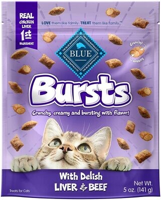 Blue Buffalo Bursts Crunchy Cat Treats - Chicken Liver &amp; Beef​; Flavor Name: Chicken Liver &amp; Beef; Size: 5 Ounce
