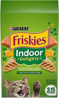 Purina Friskies Indoor Dry Cat Food, Indoor Delights - 3.15 lb. Bags