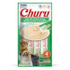 INABA Churu TUNA WITH CHICKEN Recipe Lickable Purée Natural Cat Treats 4 Tubes (works out as $13.75 per tube)