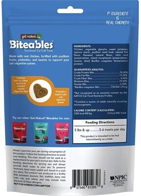 Get Naked Biteables Natural Soft Treats for Cats, Digestive Health Plus, Surf &amp; Turf Recipe, 3 oz, 1 Pouch - Exp March.02.2023