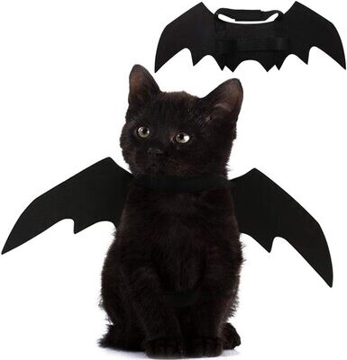 Puoyis​ Pet Cat Bat Wings for Halloween Party Decoration, Cat Collar Leads Cosplay Bat Costume, Cute Cat Dress Up Accessories