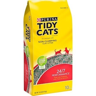 Purina Tidy Cats NON-Clumping Cat Litter, 24/7 Performance Multi Cat Litter - 10 lb. Bag