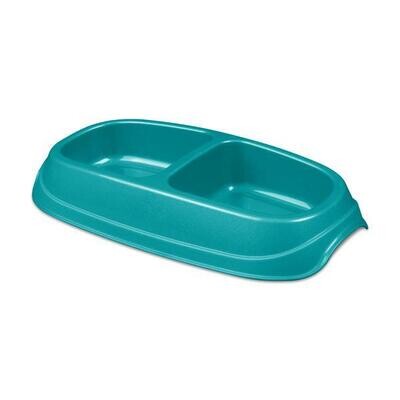 **Sterilite (S) SMALL Small Double Pet Dish / Bowl; Dimensions: 10 3/8" x 5 3/4" x 1 7/8"​; Colour: Sea Going