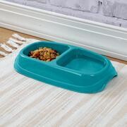 **Sterilite (S) SMALL Small Double Pet Dish / Bowl; Dimensions: 10 3/8" x 5 3/4" x 1 7/8"​; Colour: Sea Going