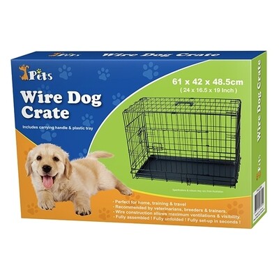 PET CLASSIC WIRE CRATE - (24") SMALL; Size: 61 x 42 x 48.5 CM [24inches x 16.5inches x 19inches] Comes With Plastic Tray