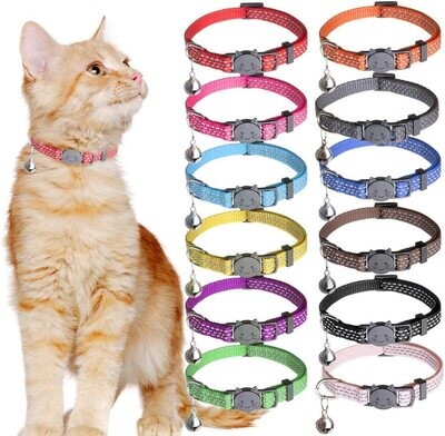 **BEIJIA Cat Collars Breakaway with Bell – Reflective Safety Adjustable Nylon Pet Collars Lovely Accessory for Cats Kitten, by BEIJIA - AVAILABLE (1) GREY, (2) BROWN