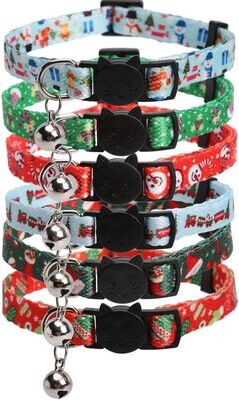 Christmas Lamphyface Christmas Cat Collar with Bell Breakaway Adjustable