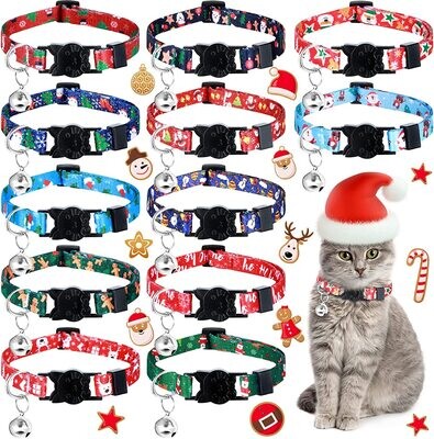 Christmas Cat Collar Breakaway Cat Collar with Silver BELL Adjustable Pet Collar PRINTED Collar - Gingerbread Man Snowman Santa Claus Elk Xmas Tree PATTERN for Kitten Cat Christmas, Brand: Weewooday Christmas Cat Collar Breakaway Cat Collar with Silver BELL Adjustable Pet Collar PRINTED Collar - Gingerbread Man Snowman Santa Claus Elk Xmas Tree PATTERN for Kitten Cat Christmas, Brand: Weewooday