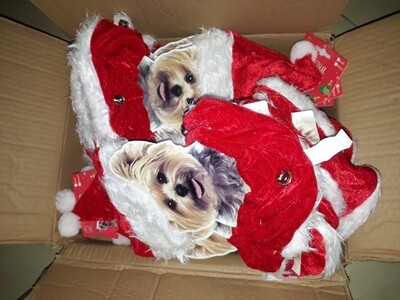 **CHRISTMAS PET (CAT/DOG) COLLAR AND HAT SET; 2 SIZES - SMALL/MED (MED CAT) or MED/LARGE (LG CAT/SM DOG)