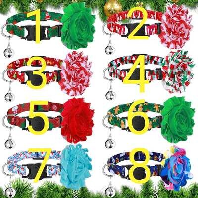 Christmas Flower/Bow Christmas Cat Collar Flower Breakaway Cat Collar with Bell Adjustable Pet Cat Accessories for Cats Small Animals Pets; Brand: Frienda