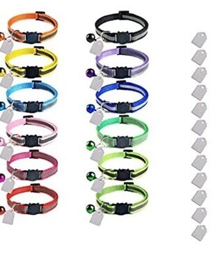 **ELANZ Reflective Breakaway Cat Collar with Bell &amp; ID Tag (2 PVC Tags) - (1) AVAILABLE - YELLOW