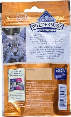 Blue Buffalo Wilderness Grain Free Soft-Moist Cat Treats; Chicken &amp; Turkey​; Flavor Name: Chicken &amp; Turkey; Size: 2 Ounce (Pack of 1)