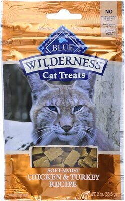 Blue Buffalo Wilderness Grain Free Soft-Moist Cat Treats; Chicken &amp; Turkey​; Flavor Name: Chicken &amp; Turkey; Size: 2 Ounce (Pack of 1)