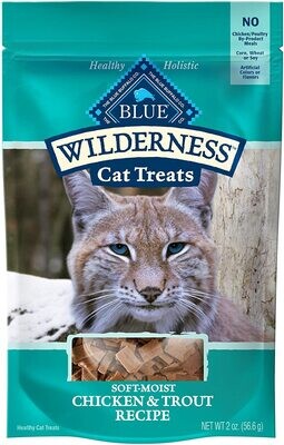 Blue Buffalo Wilderness Grain Free Soft-Moist Cat Treats; Chicken &amp; Trout​; Flavor Name: Chicken &amp; Trout; Size: 2 Ounce (Pack of 1)