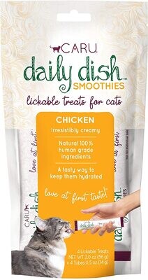 Caru Smoothies Lickable Treats for Cats,100% Natural, CHICKEN, Pack of 4 - 56 g/2 oz