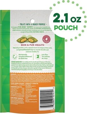 FELINE GREENIES SMARTBITES Skin &amp; Fur Crunchy and Soft Natural Cat Treats, Chicken Flavor, 2.1 oz. Pack