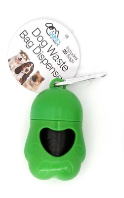 DUKE'S Pet/Dog Waste Bag Dispenser, 20 Bags, D-Link Keyring - (GREEN)