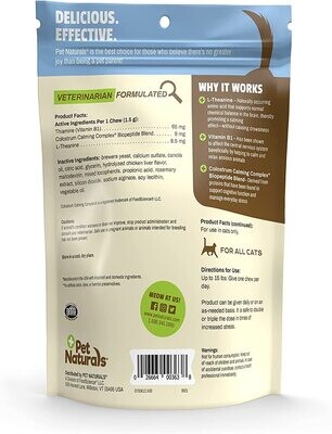 Pet Naturals Calming Chews for Cats, 30 Chews - Behavioral Support and Anxiety Relief for Travel, Boarding, Vet Visits and High Stress Situations - Vet Recommended; Size: 30 Count - EXP:END/10/25