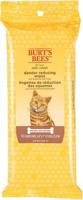 *Burt's Bees for Cats Natural Dander Reducing Wipes with COLLOIDAL OAT Flour | Kitten and Cat Wipes for Grooming, 50 Count | Cruelty Free, Sulfate &amp; Paraben Free, pH Balanced for Cats -Made in the USA