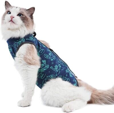 kzrfojy Cat Surgery Recovery Suit Cat Onesie for Cats After Surgery for Surgical Abdominal Wound Or Skin Diseases E-Collar Alternative Wear Cat Neutering Bodysuit Wear (Dark-Blue-M); MEDIUM kzrfojy Cat Surgery Recovery Suit Cat Onesie for Cats After Surgery for Surgical Abdominal Wound Or Skin Diseases E-Collar Alternative Wear Cat Neutering Bodysuit Wear (Dark-Blue-M); MEDIUM