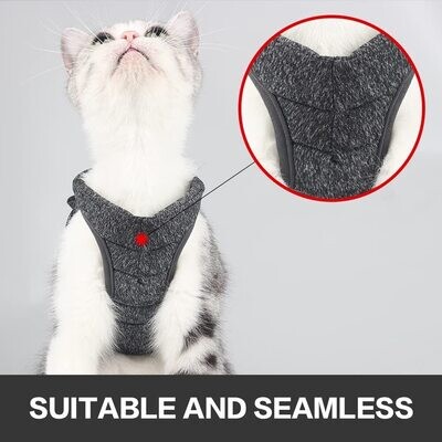 Heywean Cat Harness and Leash - Ultra Light Escape Proof Kitten Collar Cat Walking Jacket with Running Cushioning Soft and Comfortable Suitable for Puppies Rabbits (L, Grey); Size: LARGE