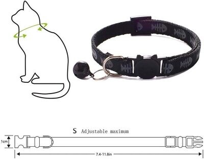** XPangle Breakaway Cat Collar with Bell, Nylon Kitty Collars Mixed Colors Kitten Collars 7.5-12in (Fishbone)