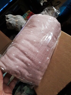 Fleece BABY/KITTEN (SMALL) Blanket - PINK w/White Polka Dots &amp; Pattern