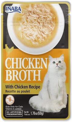 INABA Grain-Free Chicken Broth Side Dish/Complement/Topper/Treat for Cats with Vitamin E, Eight 1.76 Ounce Pouches, Chicken Recipe; 8 Pouches; Flavor Name: Chicken