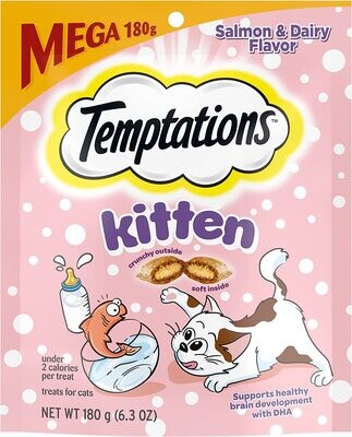 Temptations MEGA KITTEN Treats, Salmon &amp; Dairy, Crunchy and Soft Treat, 6.3 oz. (Pack of 1) MEGA PACK