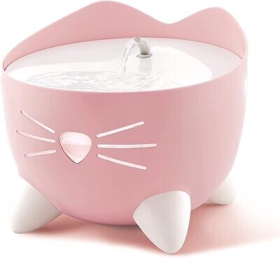* Catit PIXI Drinking Fountain – Cat Water Fountain with Triple Filter and Ergonomic Drinking Options, Pink