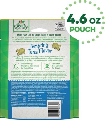 FELINE GREENIES MEGA PACK Adult Dental Cat Treats, Tempting Tuna Flavor, 4.6 oz. Pouch