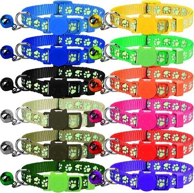 **GAMUDA Cat Collars Breakaway - Super Soft Nylon Cat Collar – Pet Collars - Colorful Adjustable Safety Kitten Collars with Bell, Reflective Paw Print - Collar for Cat; Size: 7''-10'' **GAMUDA Cat Collars Breakaway - Super Soft Nylon Cat Collar – Pet Collars - Colorful Adjustable Safety Kitten Collars with Bell, Reflective Paw Print - Collar for Cat; Size: 7''-10''