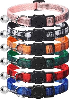 **Classic Plaid Cat Collars with Bells - Breakaway Kitten Collar and Adjustable 7-12in,Cute Kitty Collar for Girl Boy Cats, Pet Gifts, Accessories, Supplies, Stuff; Brand: Extodry; Size: 7''-12'' **Classic Plaid Cat Collars with Bells - Breakaway Kitten Collar and Adjustable 7-12in,Cute Kitty Collar for Girl Boy Cats, Pet Gifts, Accessories, Supplies, Stuff; Brand: Extodry; Size: 7''-12''