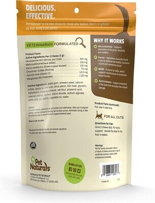 Pet Naturals Hip and Joint Support Supplement for Cats, 30 Chews - Glucosamine, Chondroitin and MSM for Cats - Expiry 31.01.2025