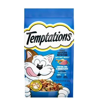 TEMPTATIONS Tempting Tuna &amp; Chicken Flavor Adult Dry Cat Food, 3.15 lb. Bag *NEW* - EXPIRY: 08.20.25 | AUG.20.25