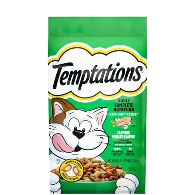 TEMPTATIONS Seafood Medley Flavor Adult Dry Cat Food, 3.15 lb. Bag *NEW* Exclusive - EXPIRY: 09.20.25 | SEPT.20.25