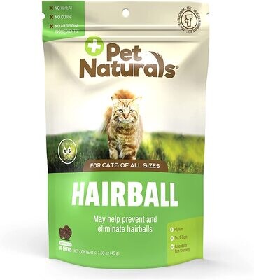 Pet Naturals of Vermont - Hairball, Daily Digestive, Skin + Coat Support for Cats, 30 Bite Sized Chews - EXP End of 2/24