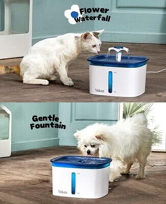Veken 95oz/2.8L Pet Fountain, Automatic Cat Water Fountain Dog Water Dispenser with Smart Pump for Cats, Dogs, Multiple Pets (Blue, Plastic); Color: Blue