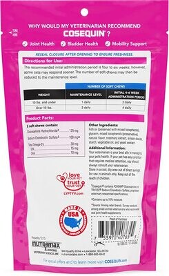Nutramax Cosequin JOINT Health Supplement for Cats - With Glucosamine, Chondroitin, and Omega-3, 60 Soft Chews; Brand: Cosequin - Expiry End of 4/2024